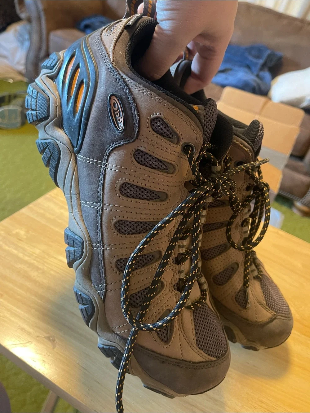 Oboz Sawtooth II Low Waterproof Hiking Shoes Shadow Burlap Outdoors Mens 11